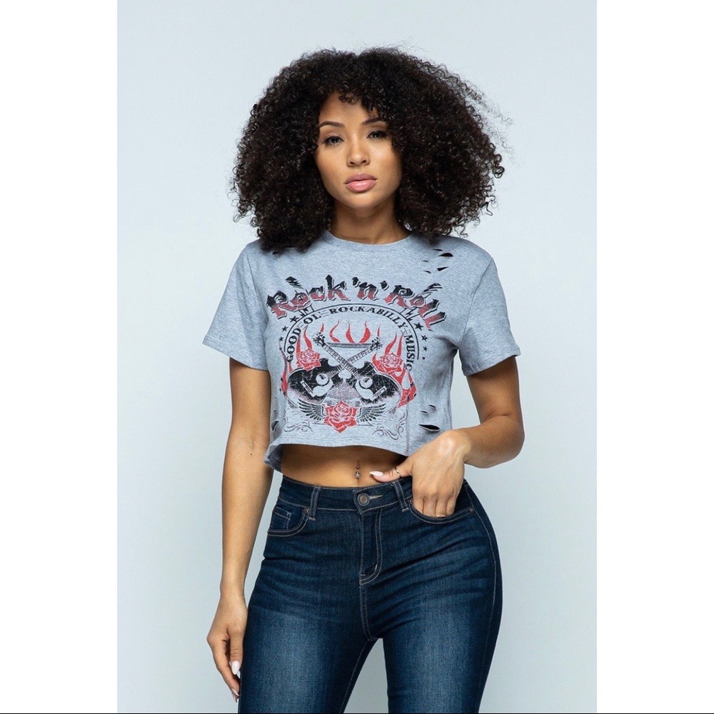 🌀LARGE🔥 ROCK ‘N’ ROLL CROP TOP🔥